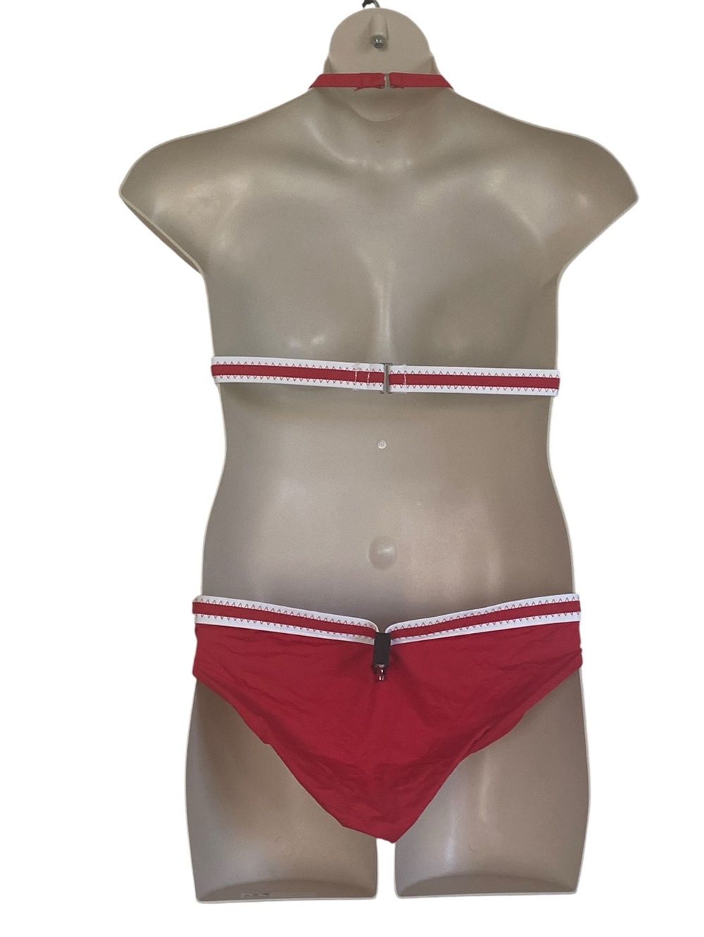 Ralph Lauren Vintage Y2K Red White Bikini Swim Skirt 3 Piece Set Sz L - Picture 6 of 16